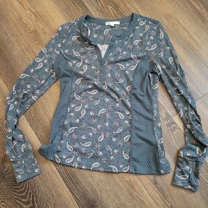 DR2 Teal Floral Paisley Long Sleeve Top